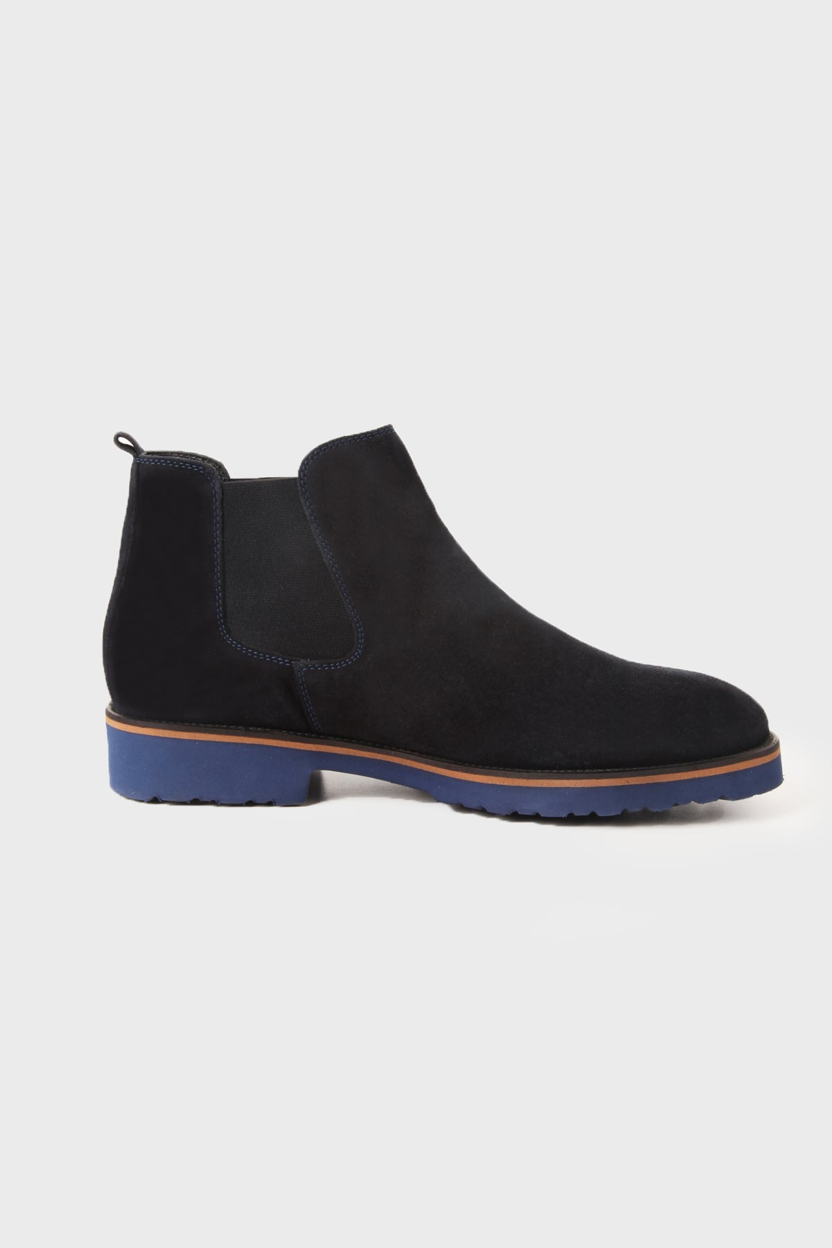 100% Genuine Leather Slip-On Navy Casual Boots - SAYKI
