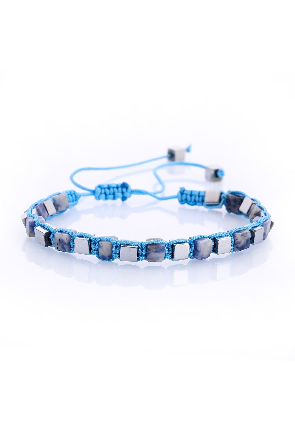 Adjustable Blue Natural Stone Beaded Bracelet - SAYKI