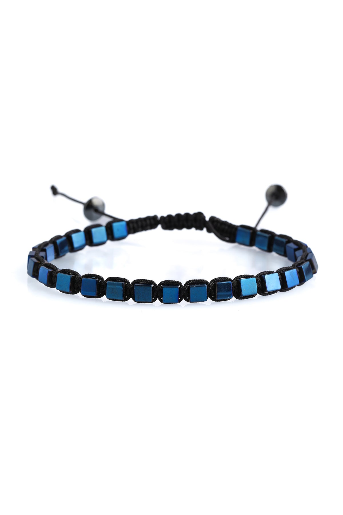 Adjustable Navy Hematite Beaded Bracelet - SAYKI