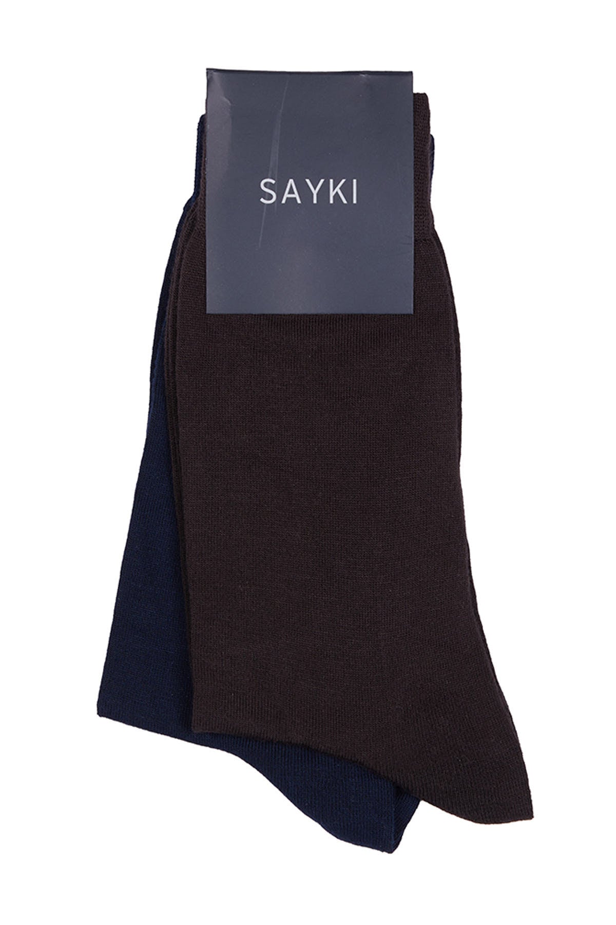 Basic Brown - Navy Socket Bamboo Socks - SAYKI