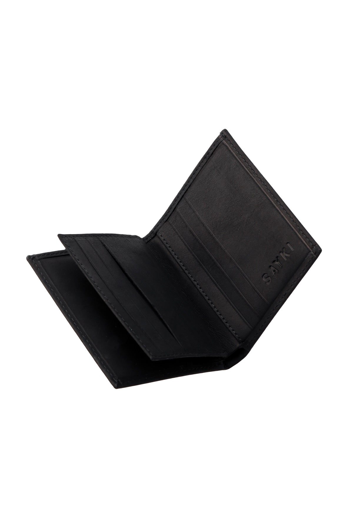 Black Bifold 100% Leather Wallet - SAYKI - 8682819558815