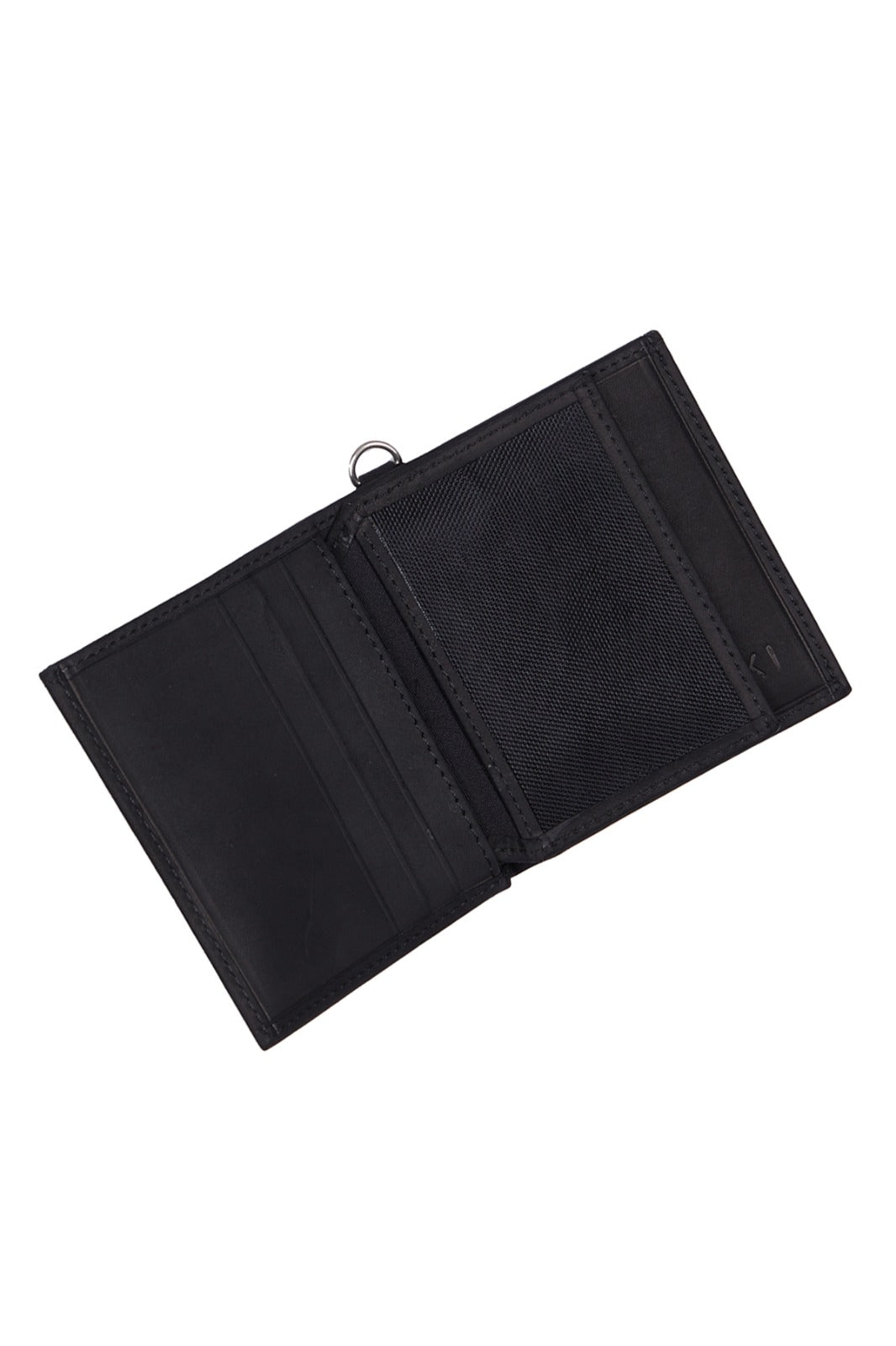 Black Bifold Key-Ring Leather Wallet - SAYKI