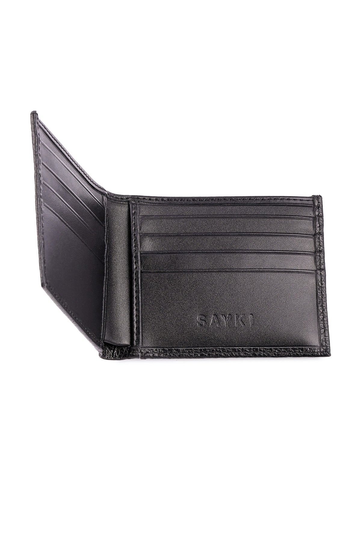 Black Bifold Leather Wallet - SAYKI - 8682819262767