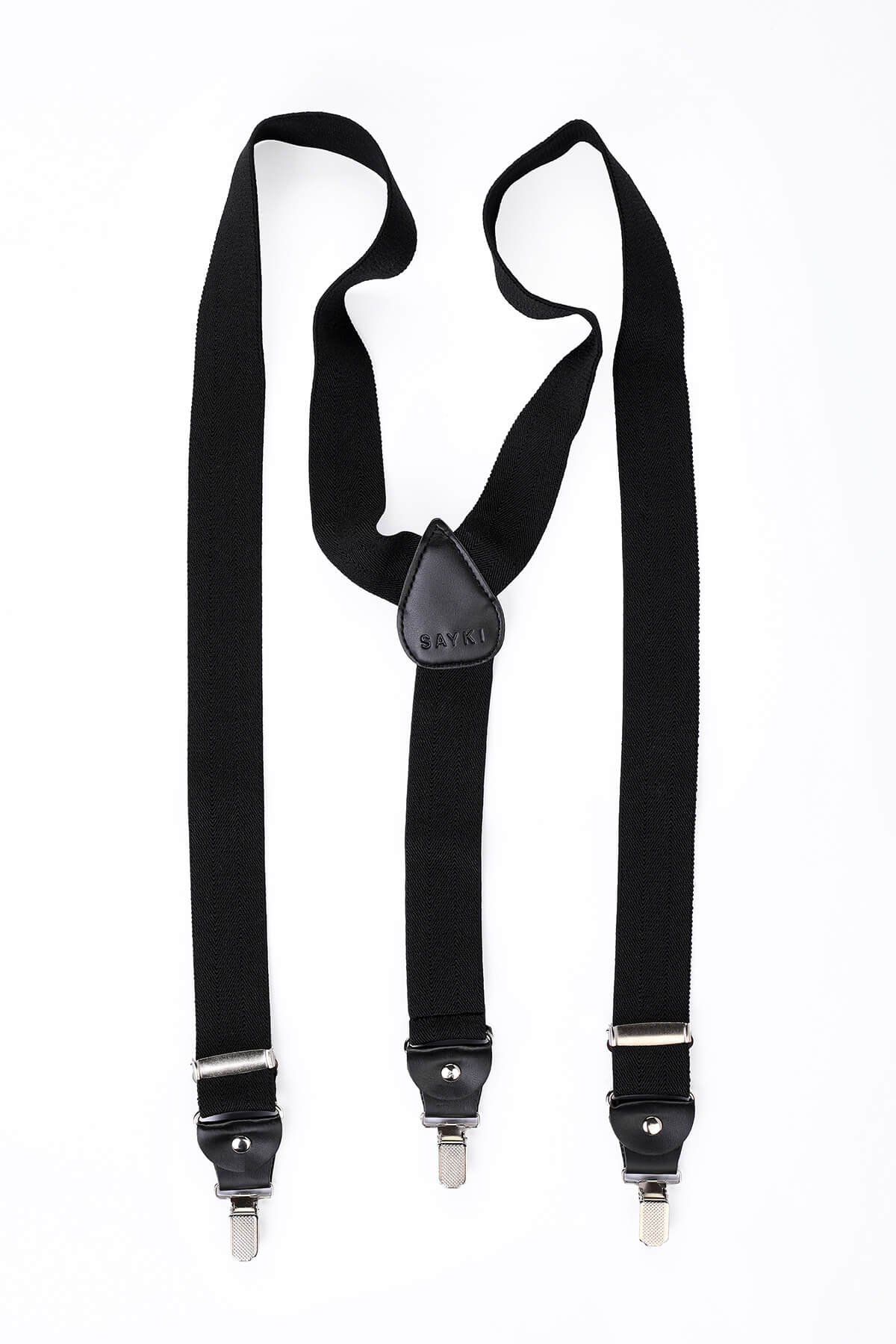 Black Elastic Y-Back Suspenders - SAYKI