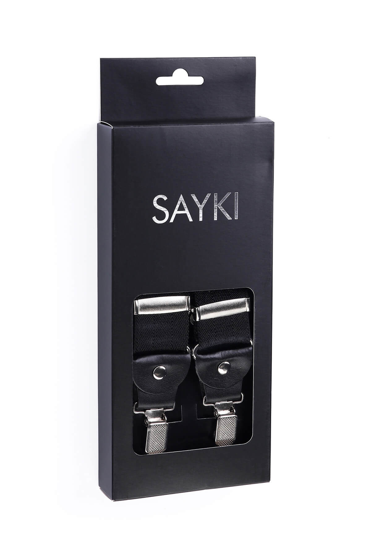 Black Elastic Y-Back Suspenders - SAYKI