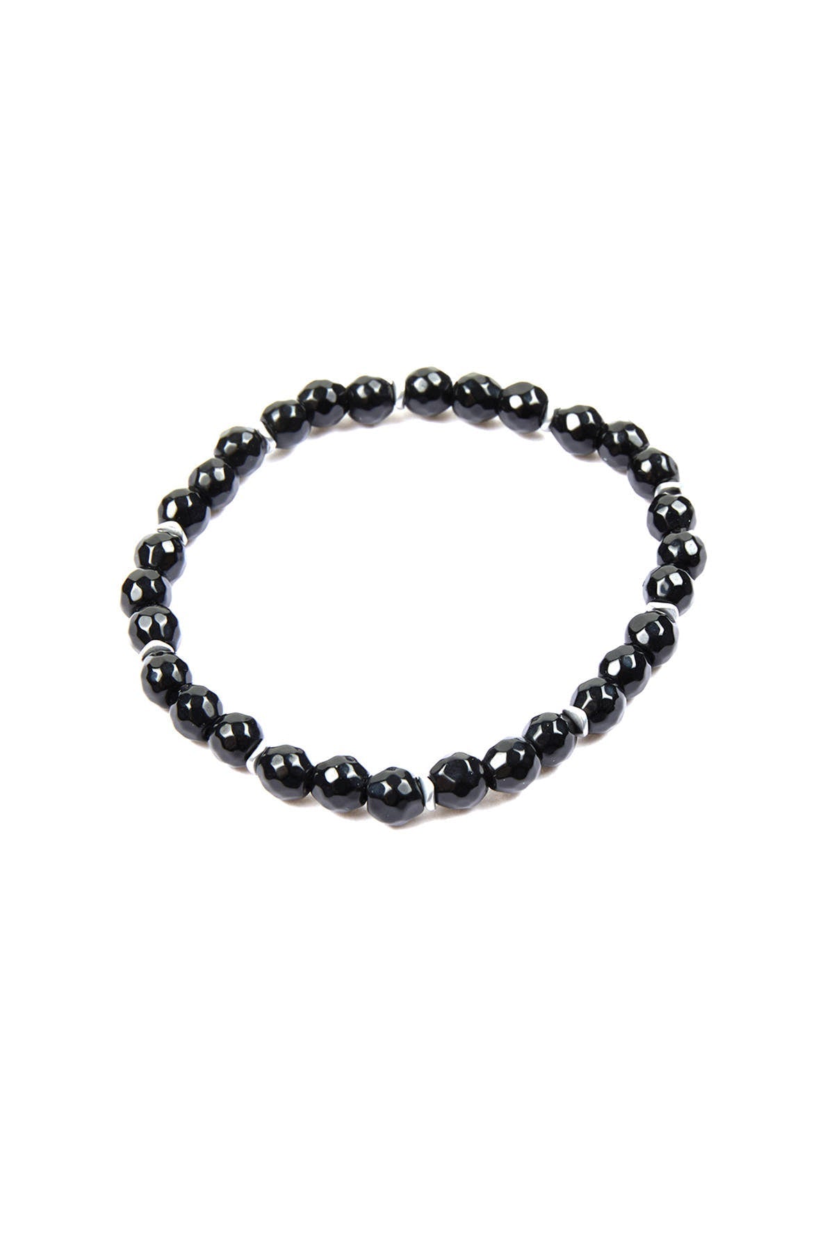 Black Faceted Onyx Bead Natural Stone Bracelet - SAYKI