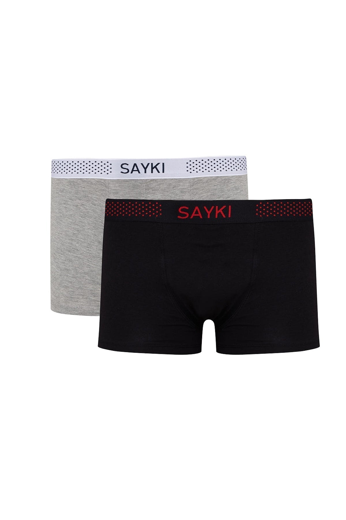 Black - Gray Dot Patterned Modal Jersey Boxer - SAYKI