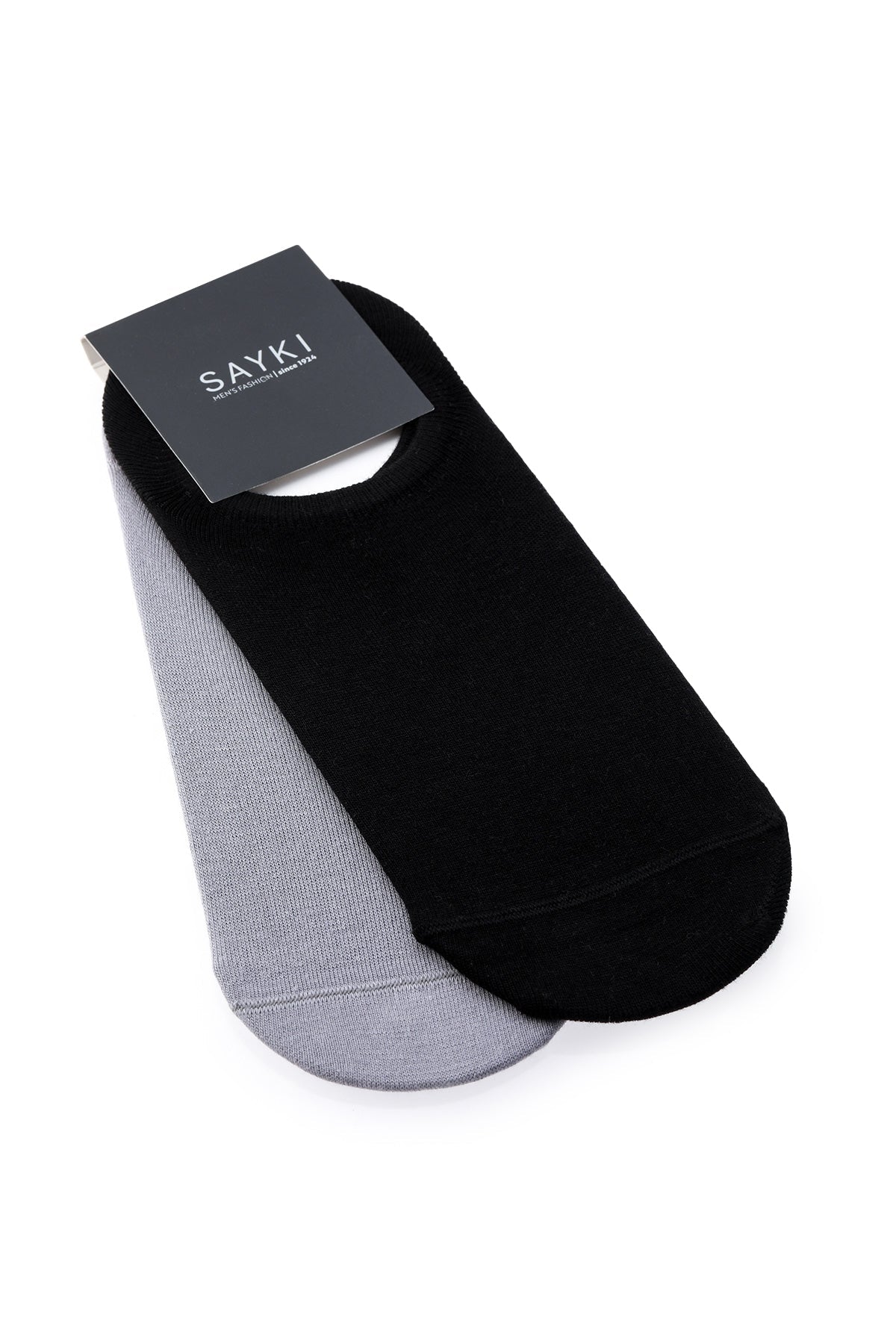 Black - Gray No Show Cotton Socks - SAYKI