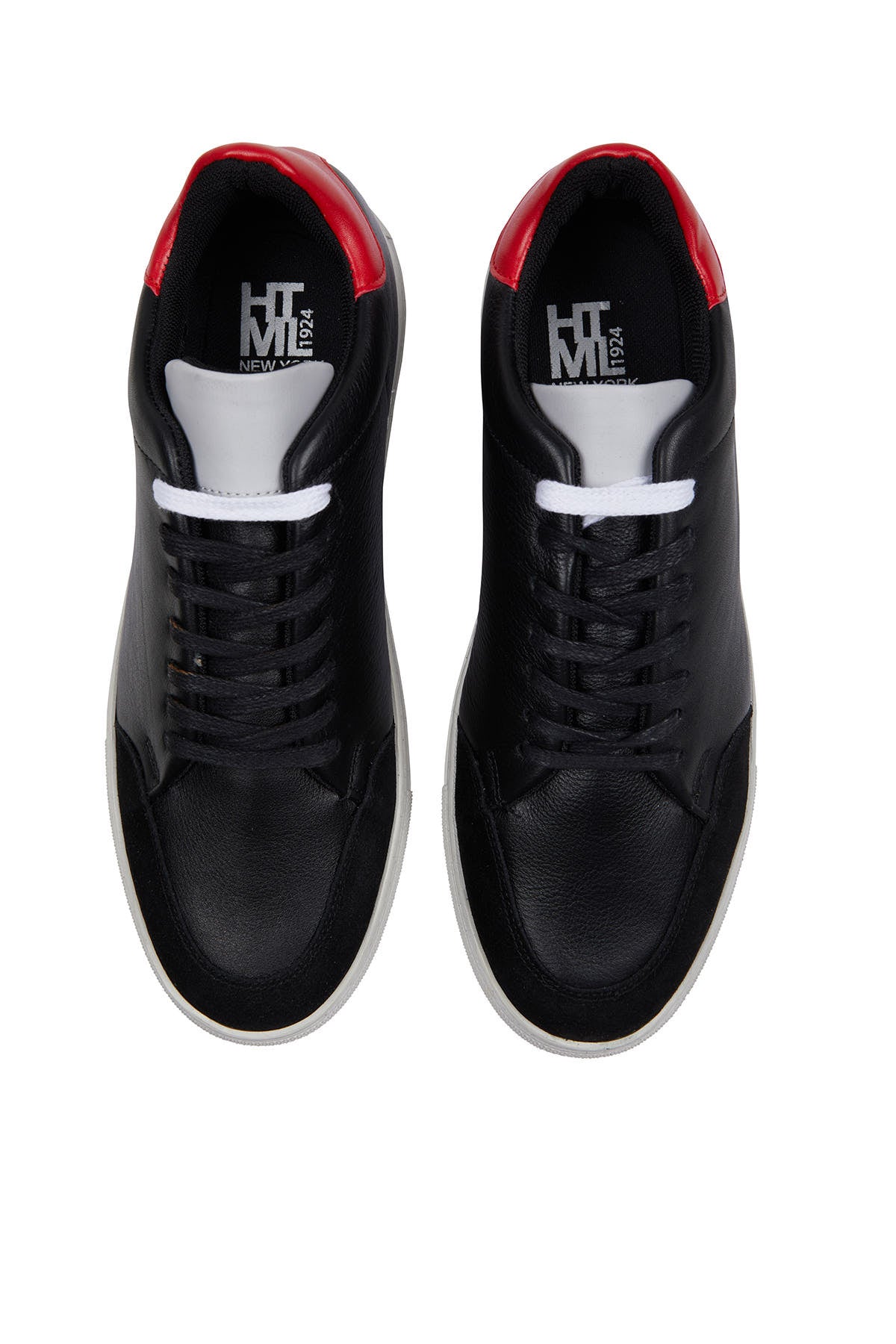 Black Lace-Up Leather Sneakers - SAYKI