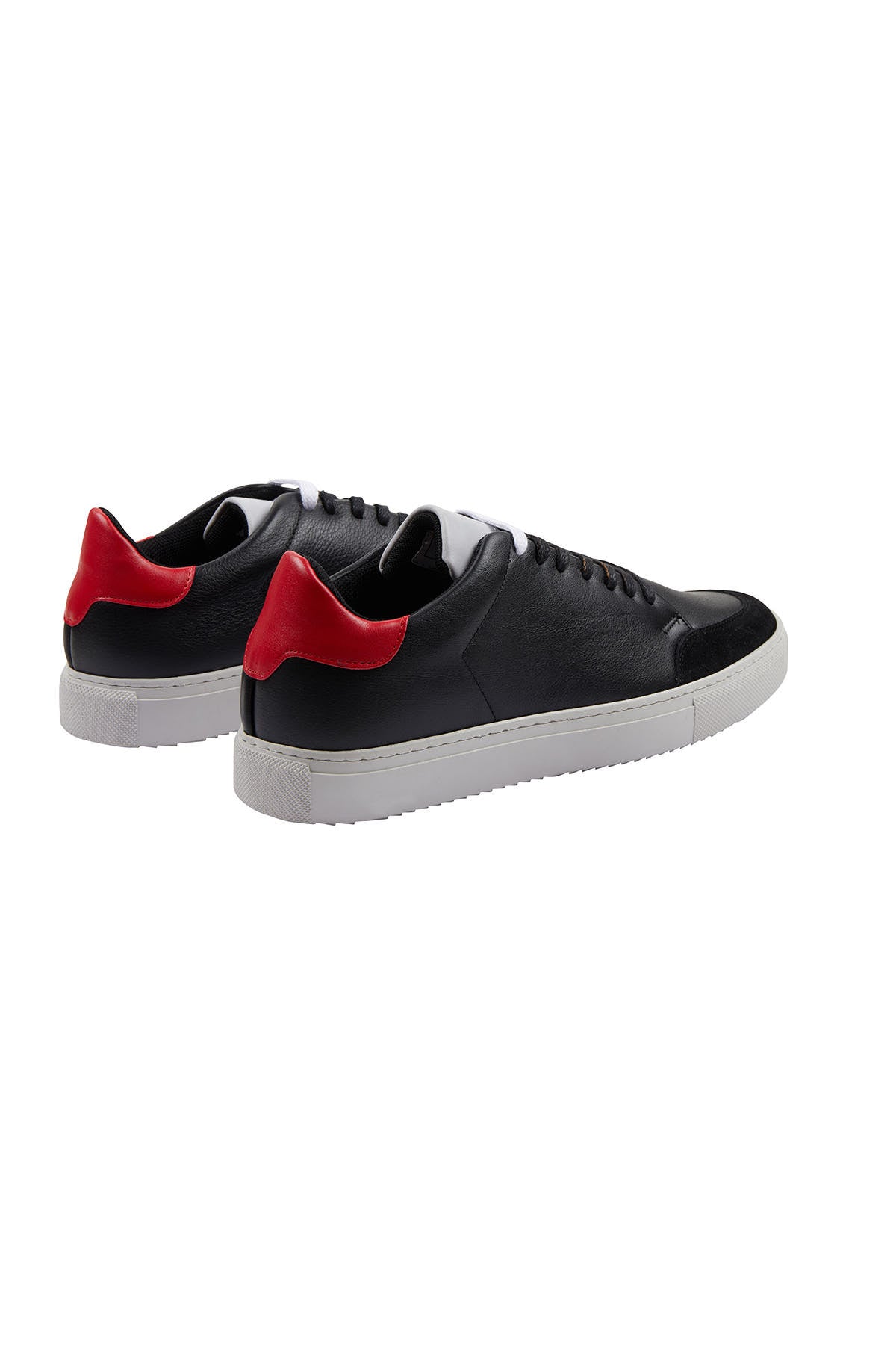 Black Lace-Up Leather Sneakers - SAYKI