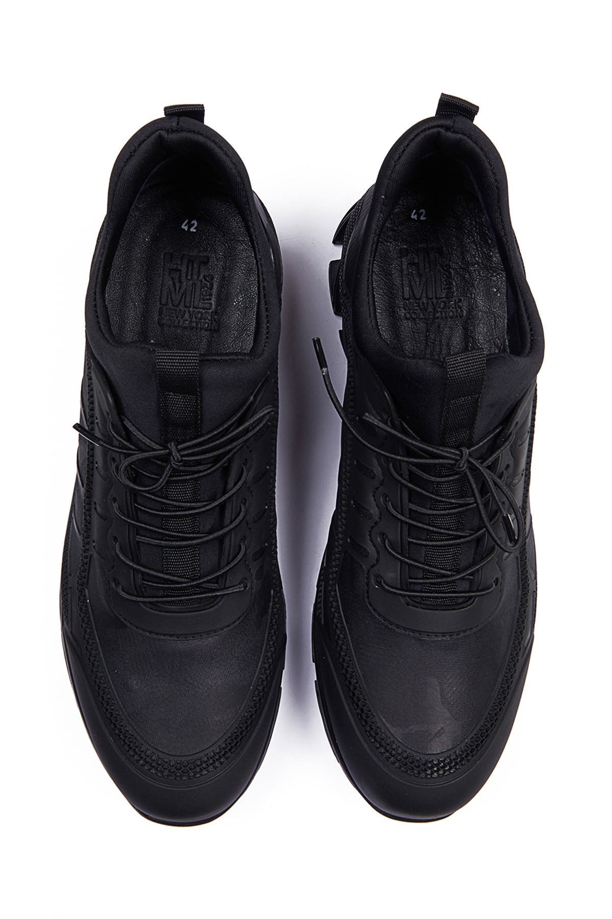 Black Lace-Up Performance Sneakers - SAYKI