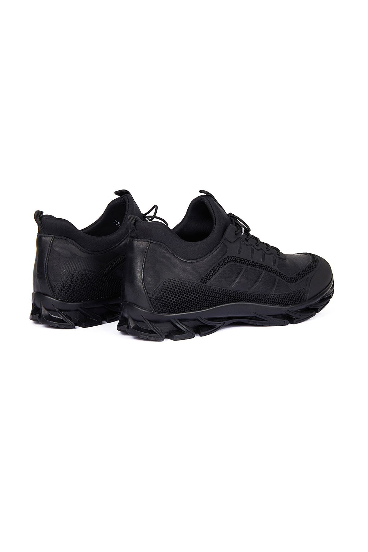 Black Lace-Up Performance Sneakers - SAYKI