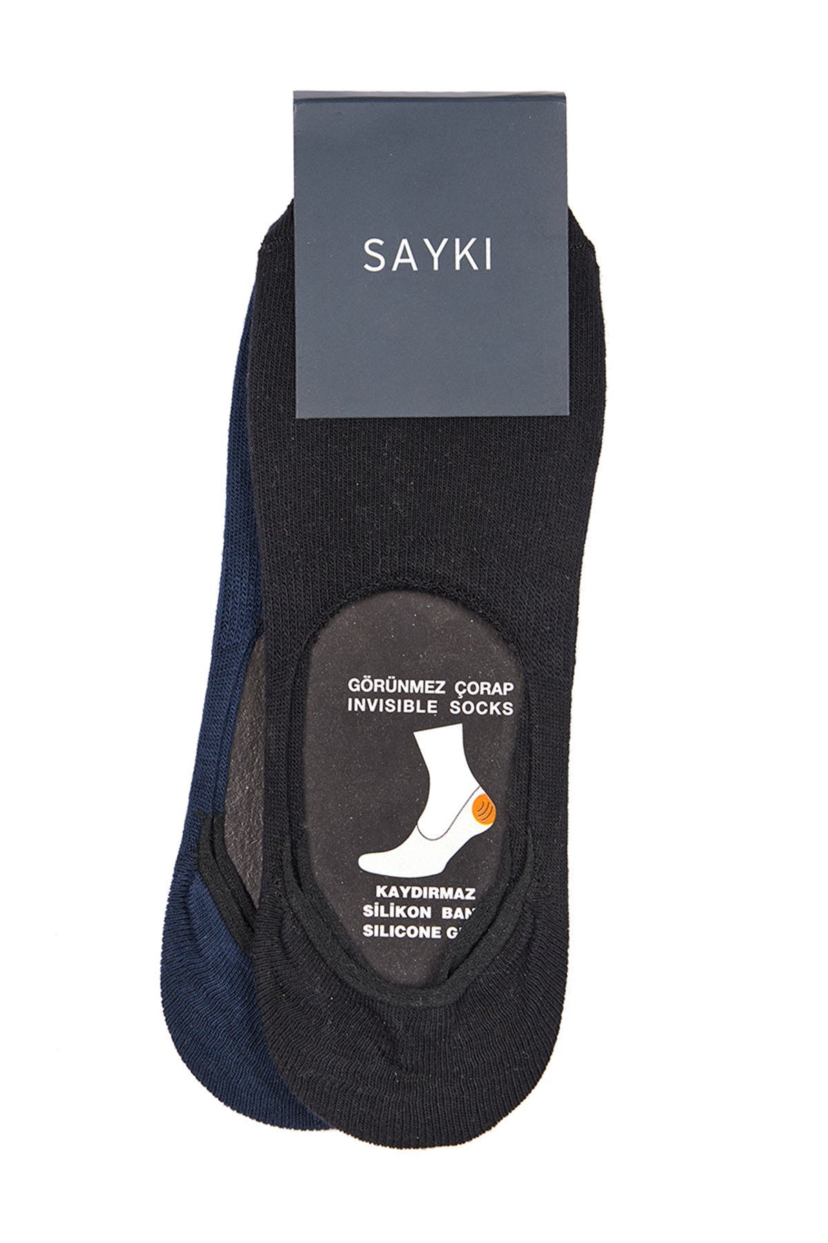 Black - Navy No Show Cotton Socks - SAYKI - 8682819211215