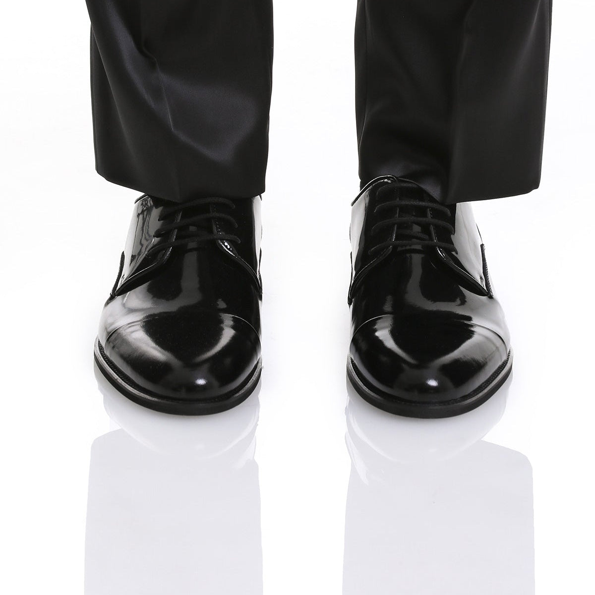 Black Patent Leather Lace-Up Cap Toe Tuxedo Shoes – SAYKI