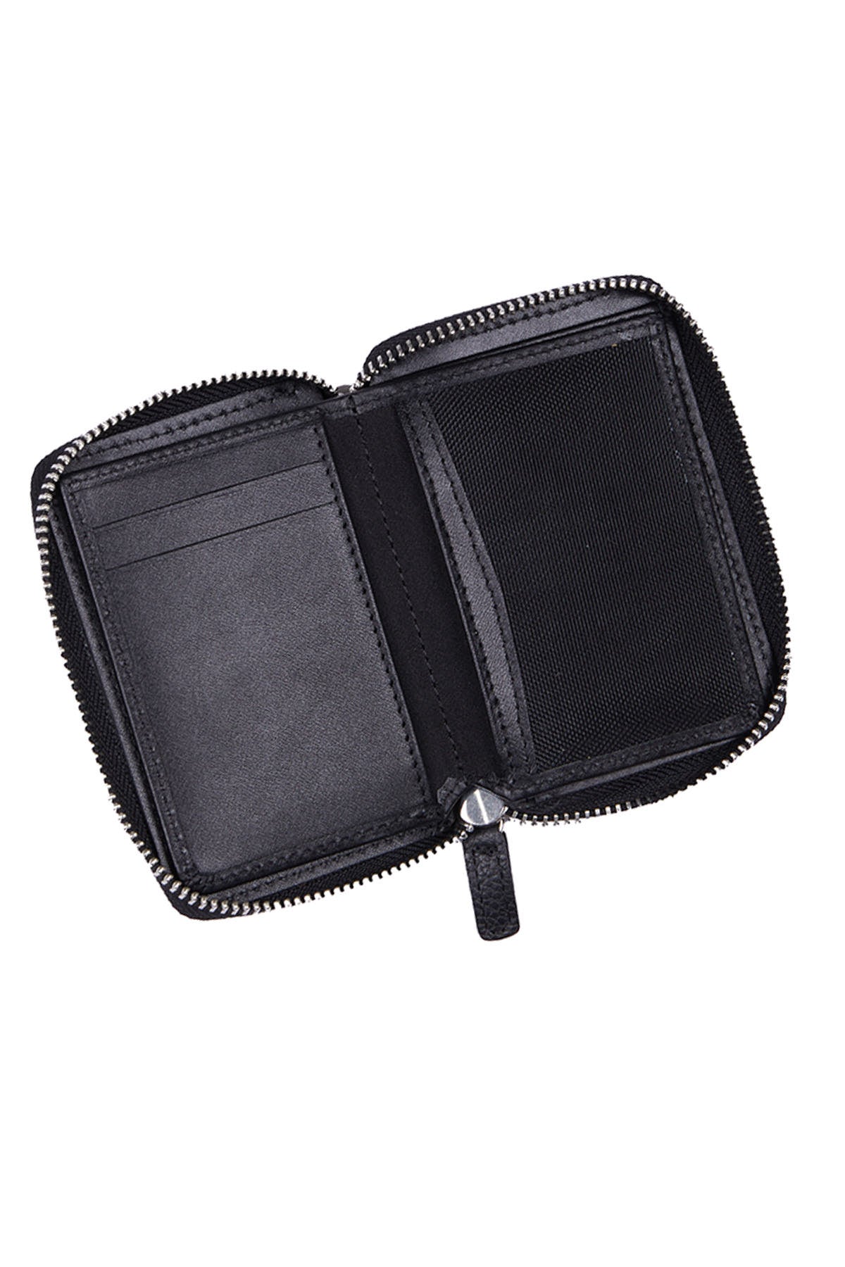 Black Zip-Around Leather Wallet - SAYKI