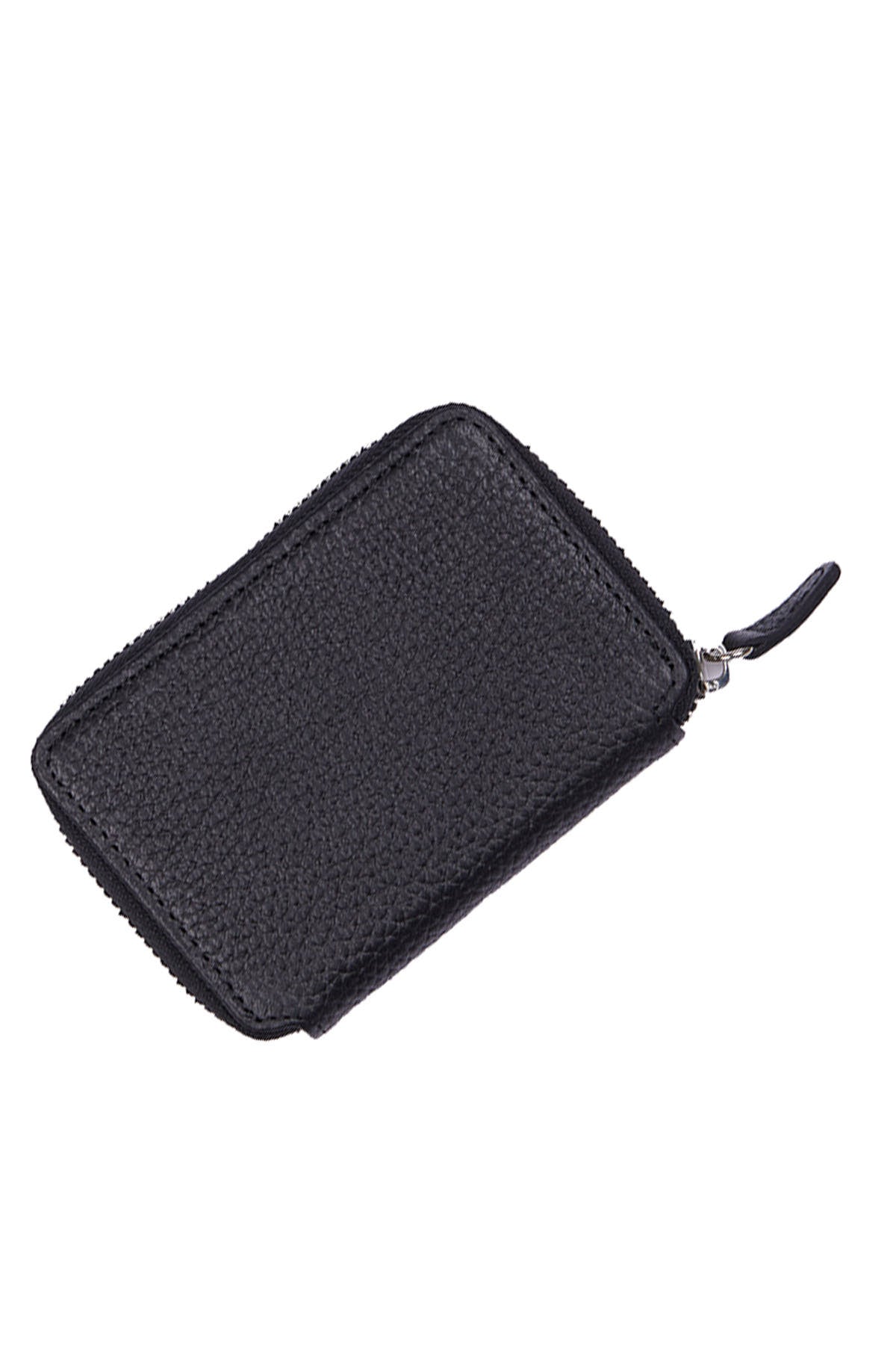 Black Zip-Around Leather Wallet - SAYKI