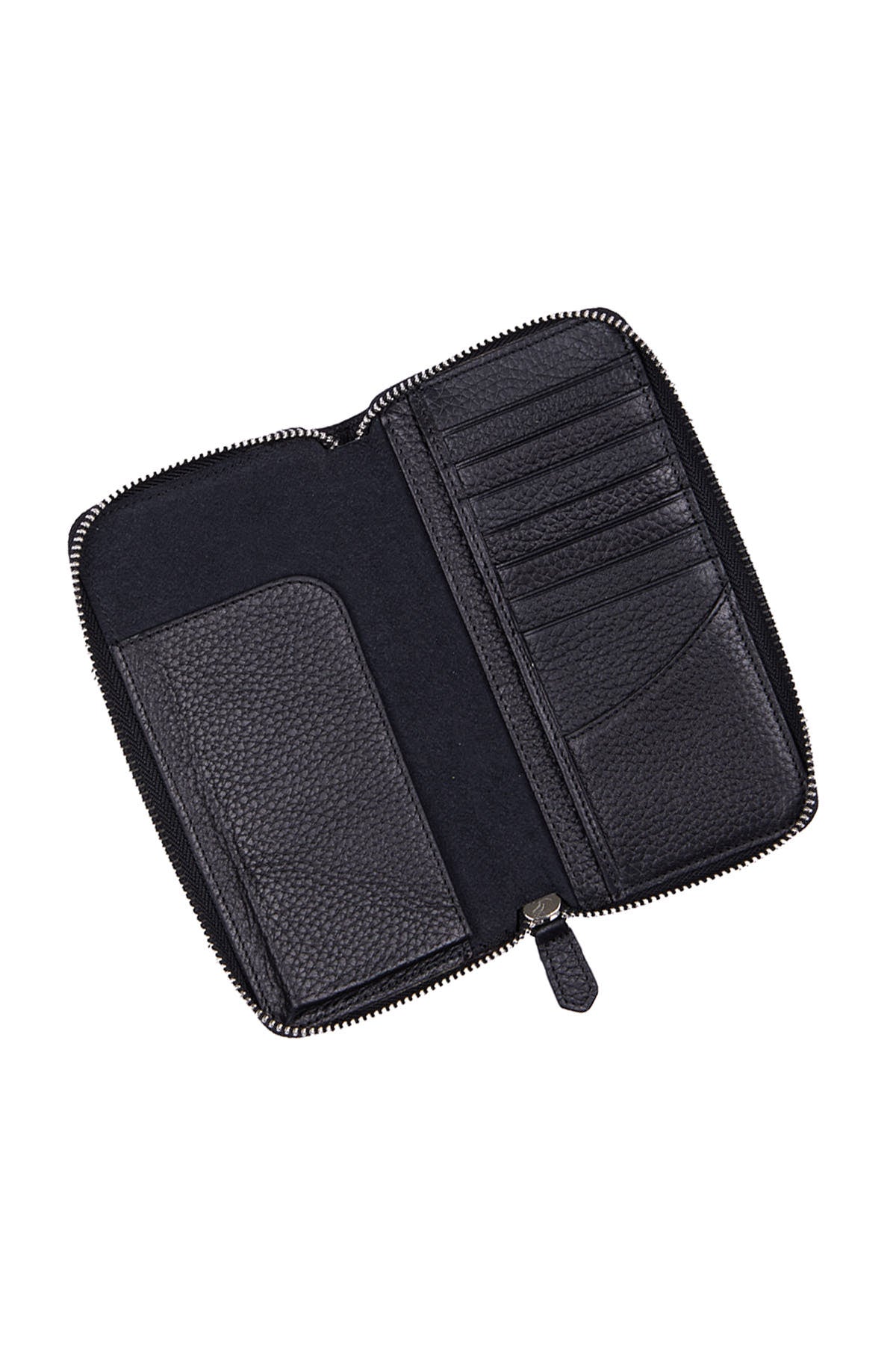 Black Zip-Around Travel Leather Wallet - SAYKI