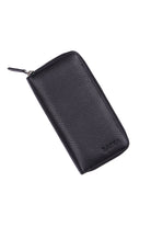 Black Zip-Around Travel Leather Wallet - SAYKI