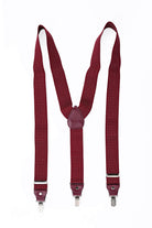 Burgundy Elastic Dot Suspenders - SAYKI - 8682819425643