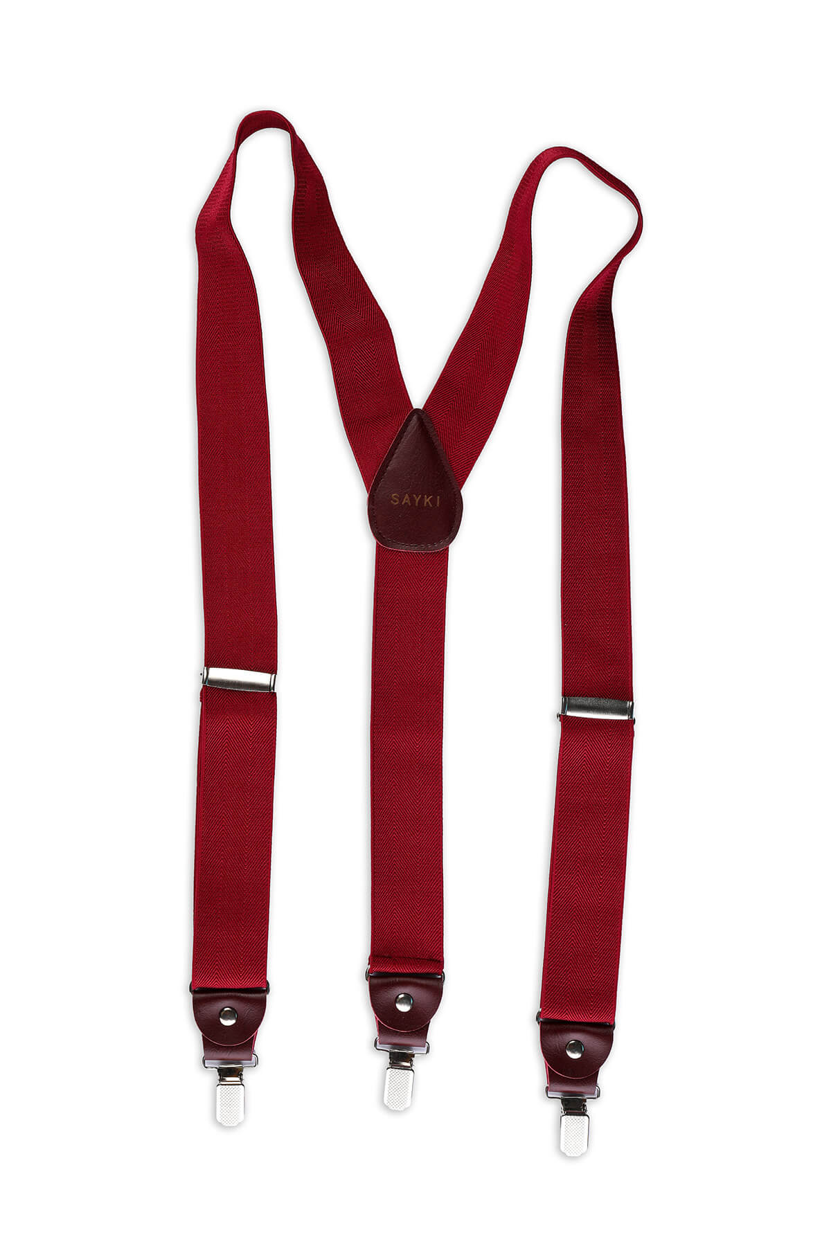 Burgundy Elastic Y-Back Suspenders - SAYKI - 8682819192736