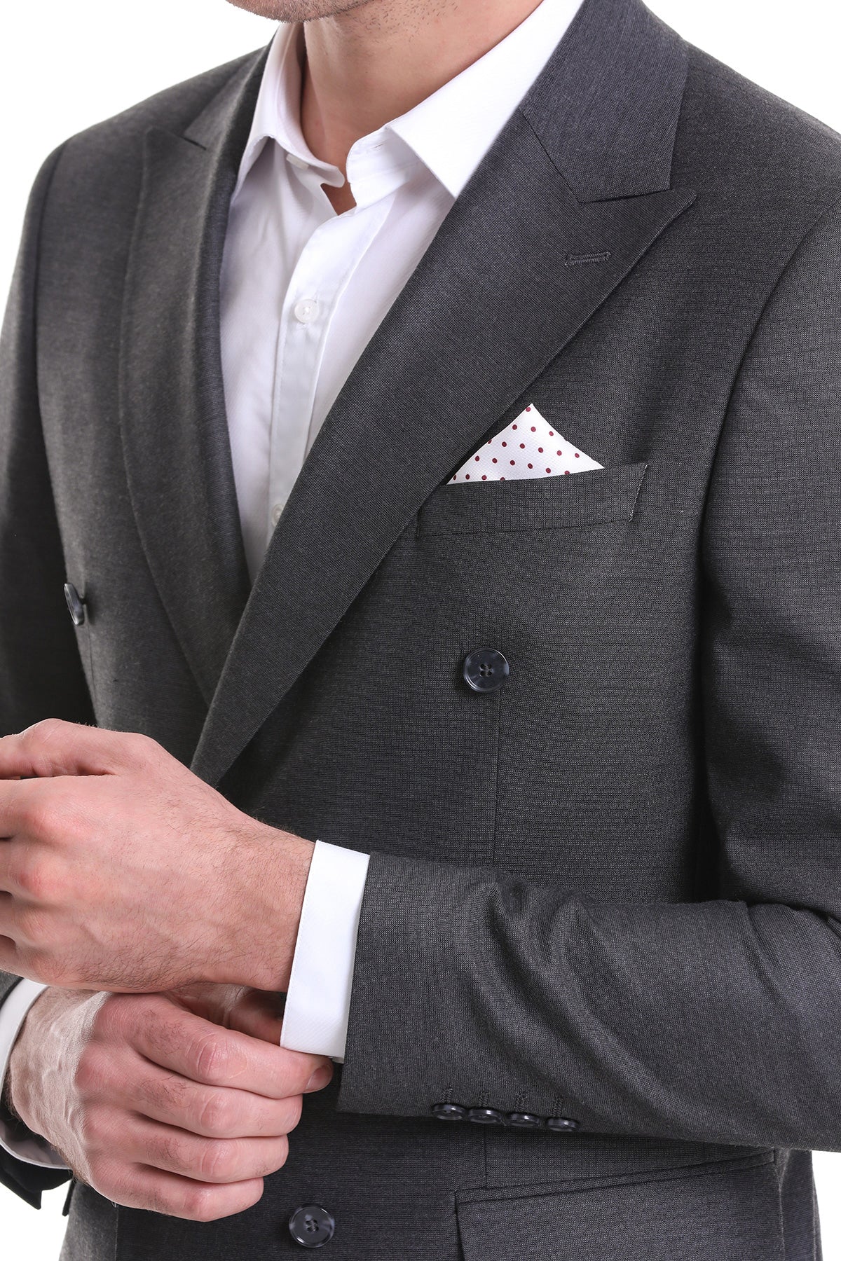 Burgundy Polka Dot Pocket Square - SAYKI - 8682819347105