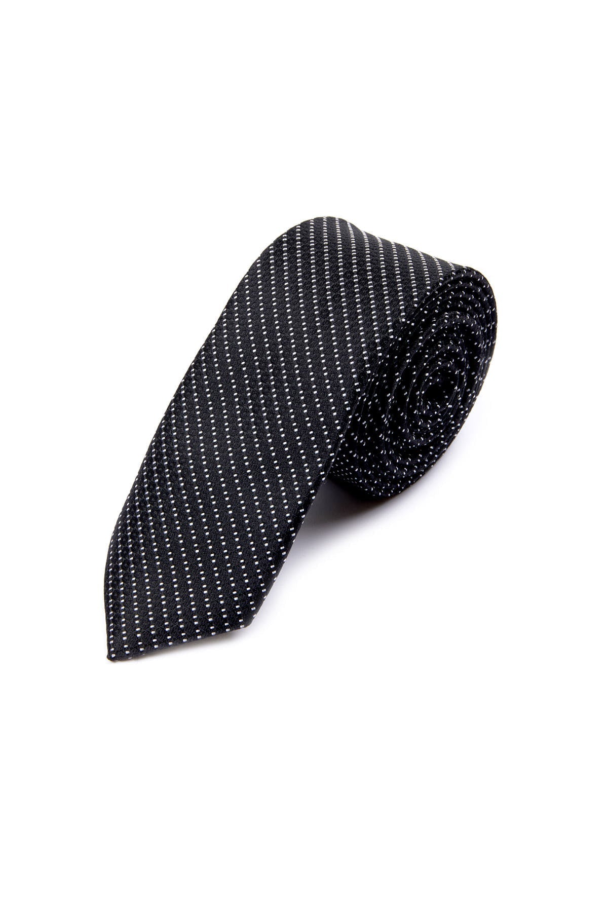 Casual 2.5-inch Black Slim Diagonal Double Dot Tie - SAYKI