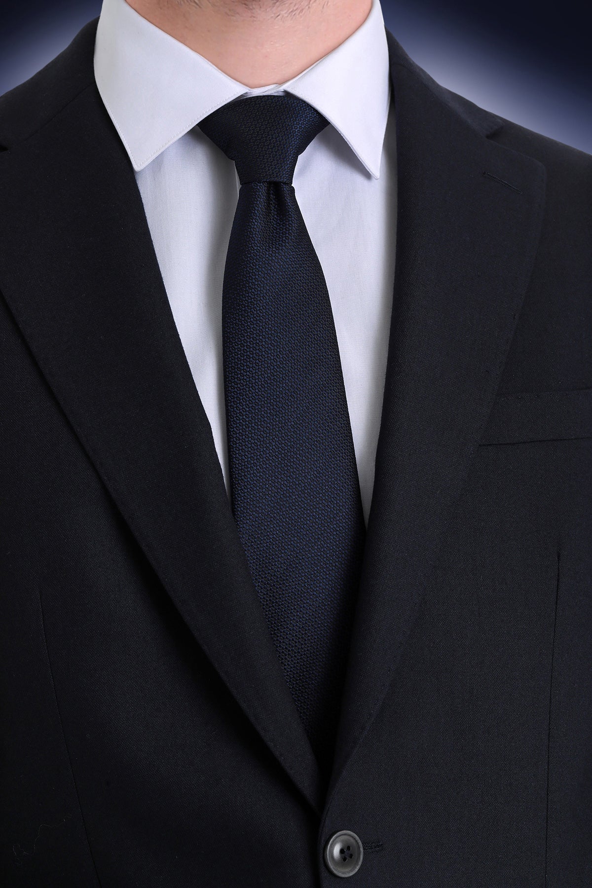 Black textured silk tie