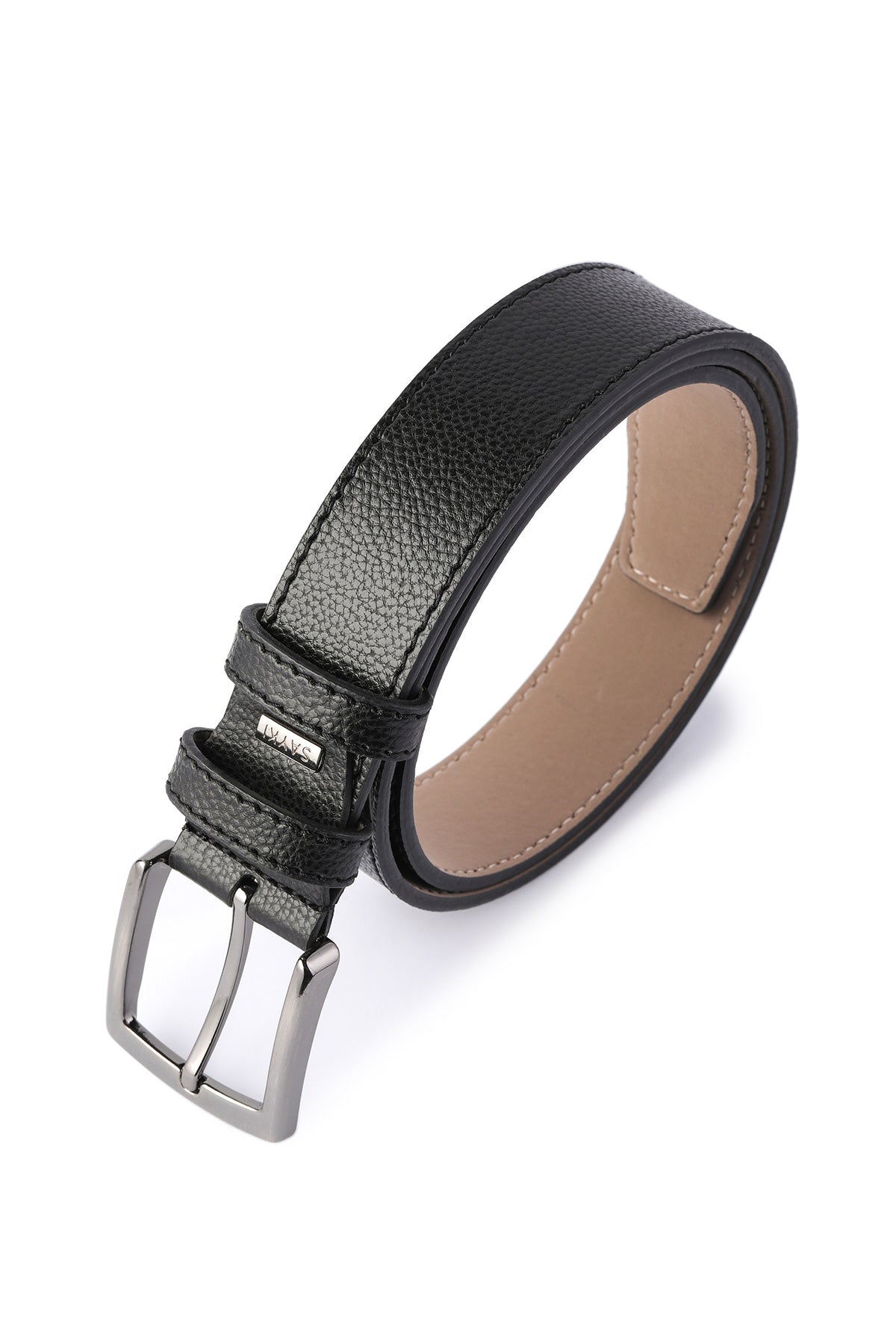 Casual Black Faux Leather Belt - SAYKI - 8682819333740