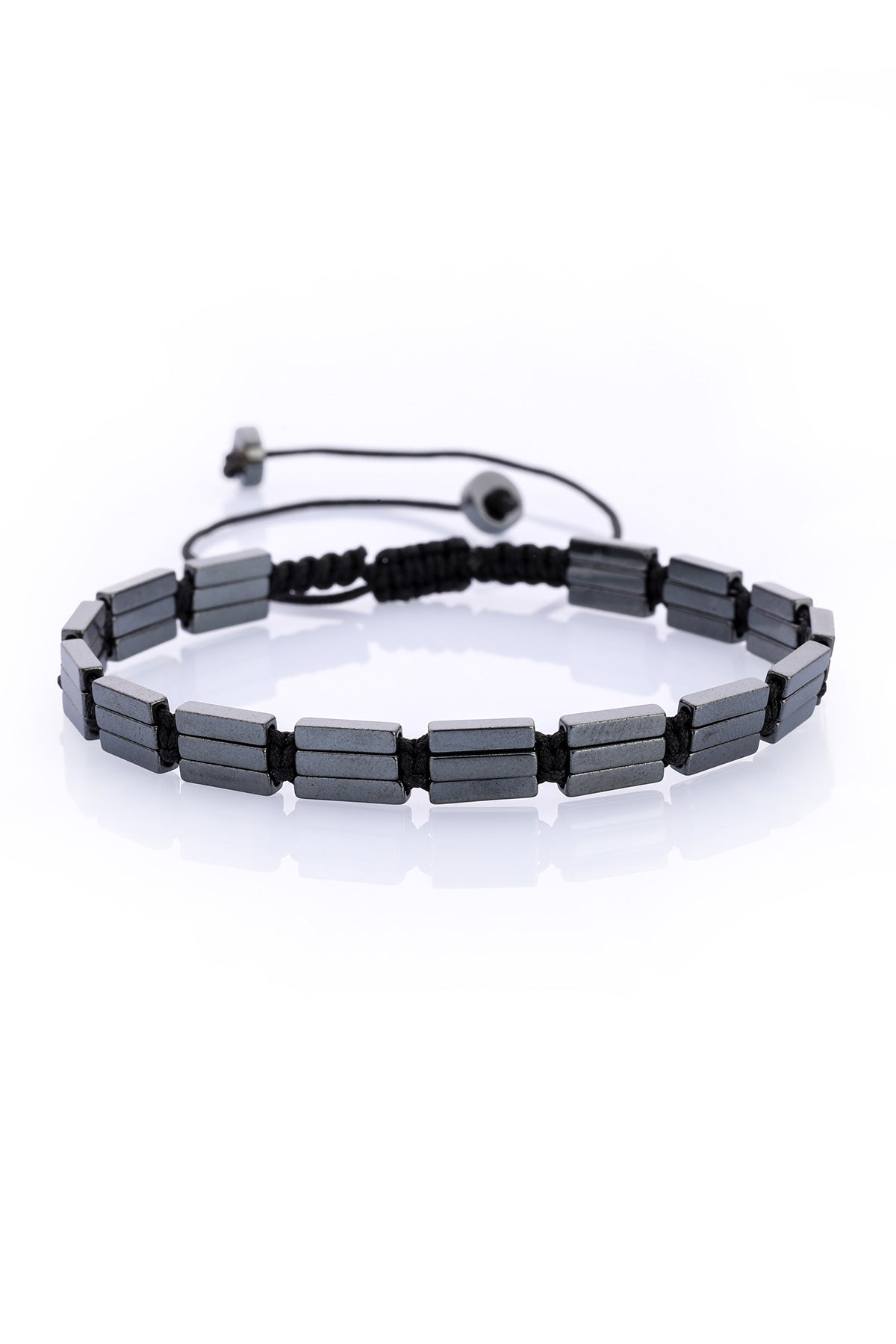 Charcoal Rectangular Bead Hematite Bracelet - SAYKI