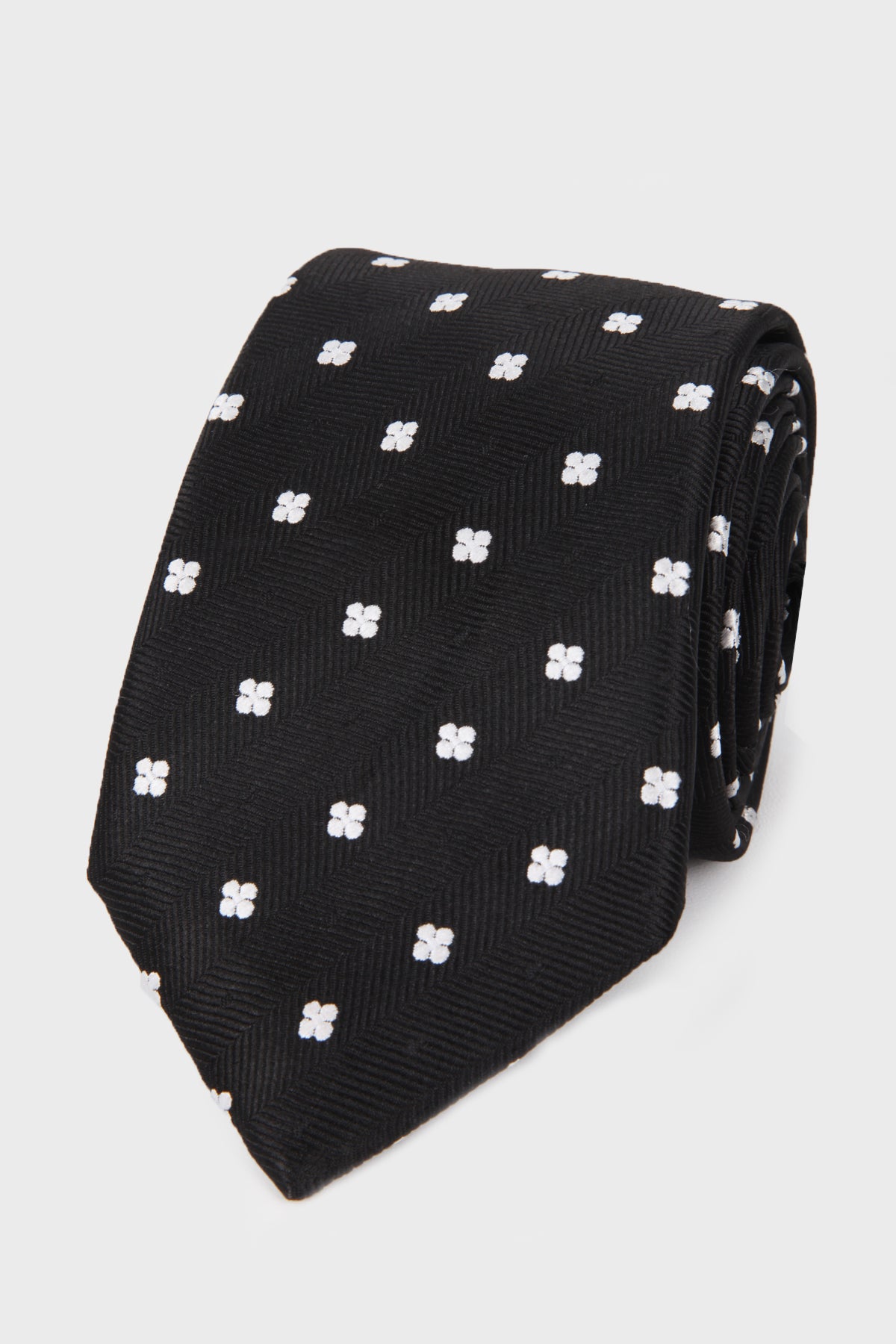 Classic 3 inch Cotton Blend Black Floral Tie SAYKI