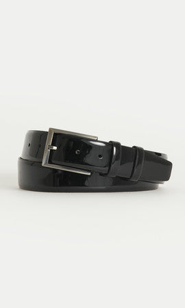 Classic Black Patent Dress Belt - SAYKI