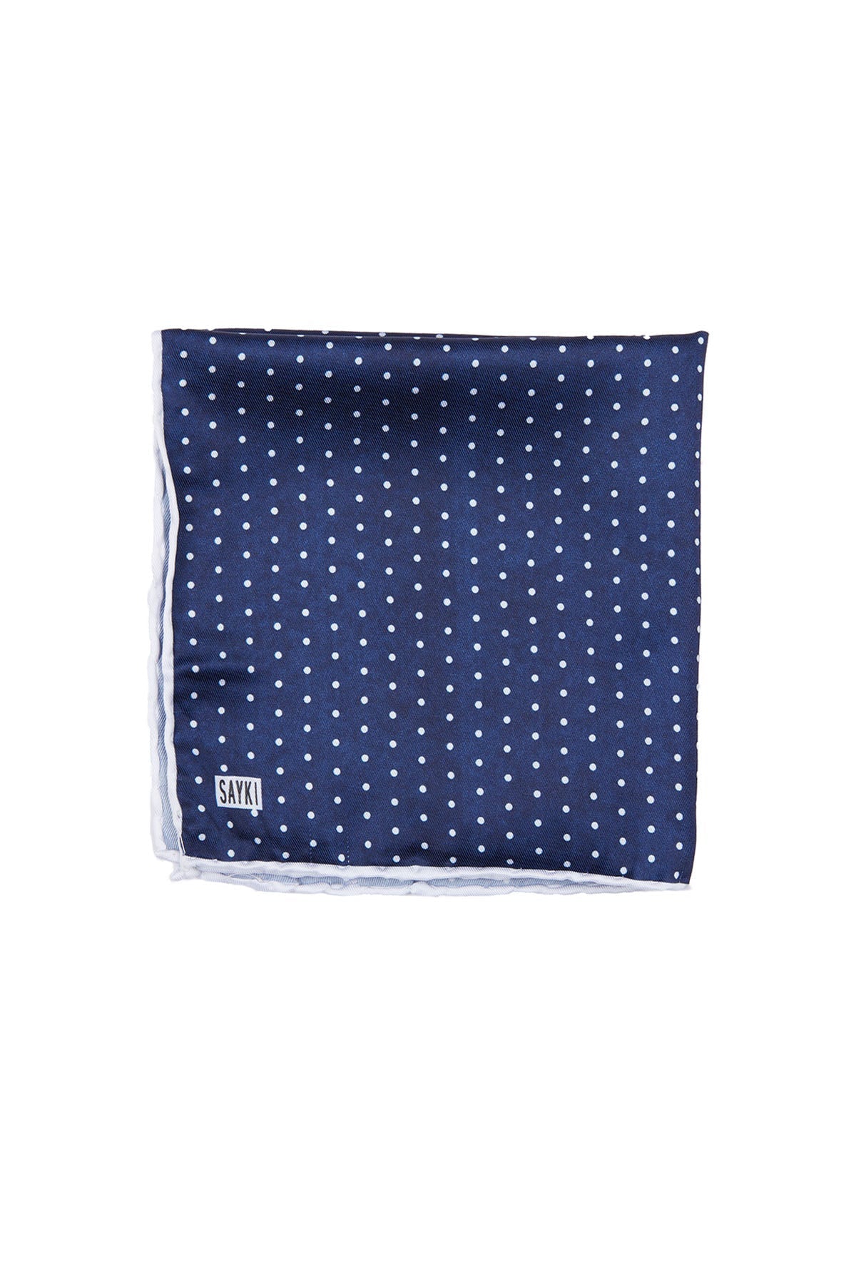 Classic Diagonal Dot Light Navy Pocket Square - SAYKI