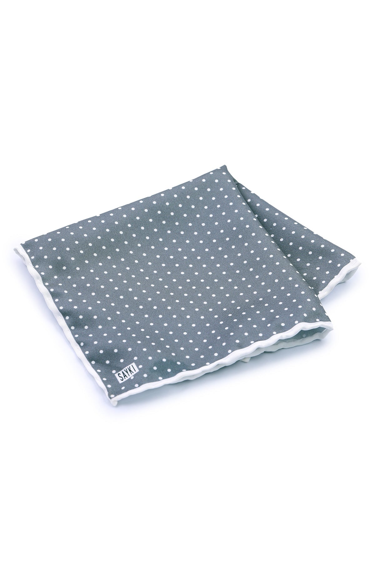 Classic Dot Gray Pocket Square - SAYKI - 8682819348270