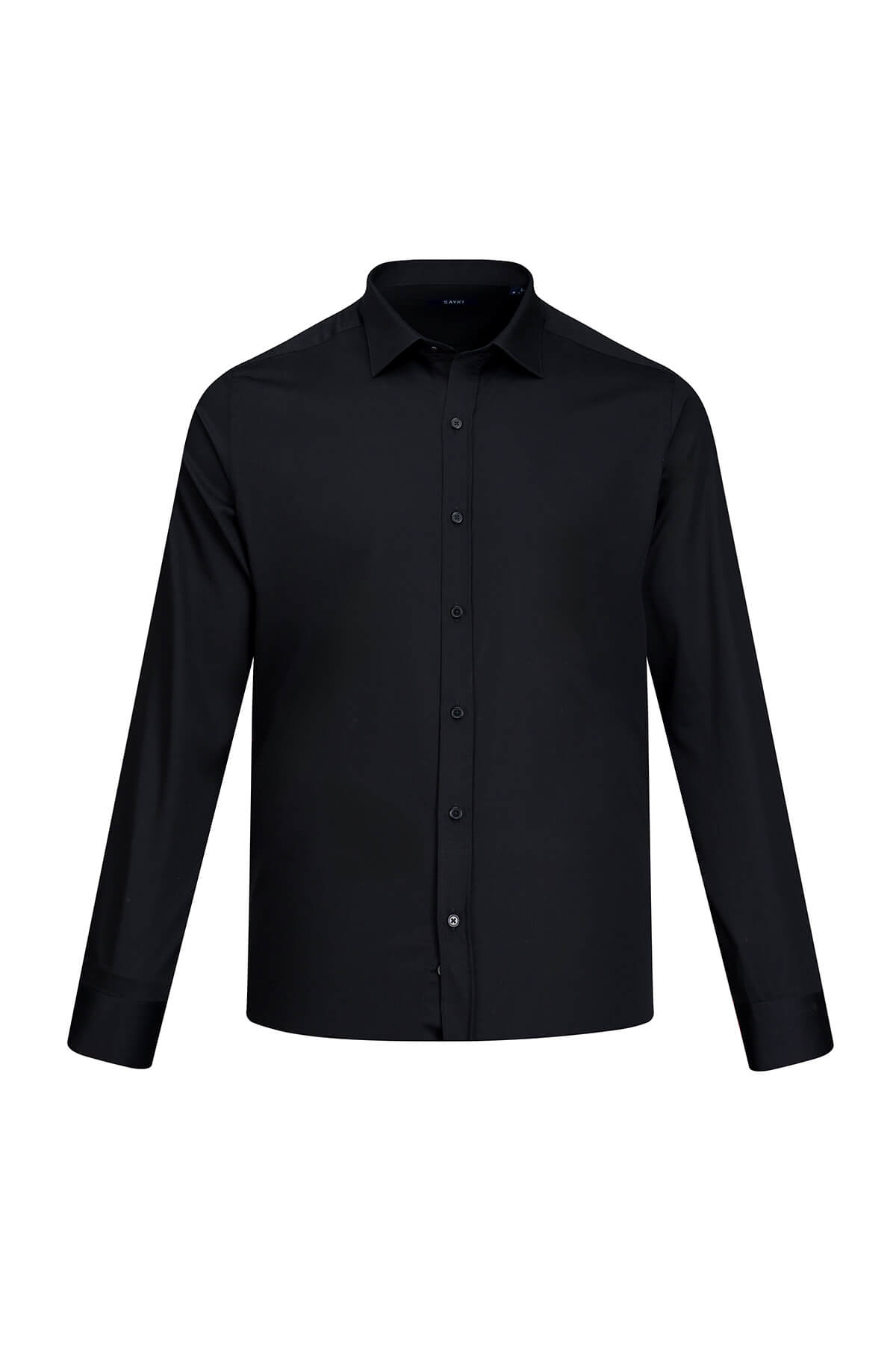 Classic Fit 100% Cotton Black Dress Shirt - SAYKI