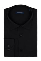 Classic Fit Long Sleeve Cotton Blend Black Dress Shirt