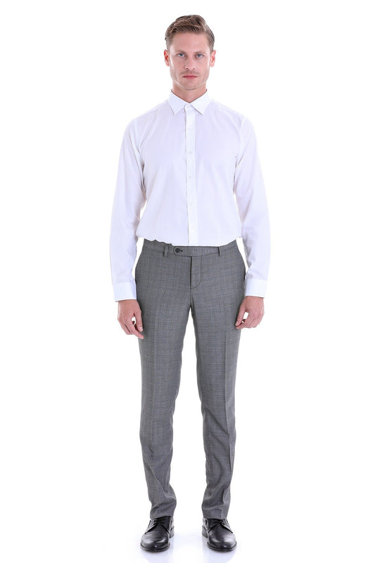 Classic Fit Long Sleeve Cotton White Dress Shirt - SAYKI