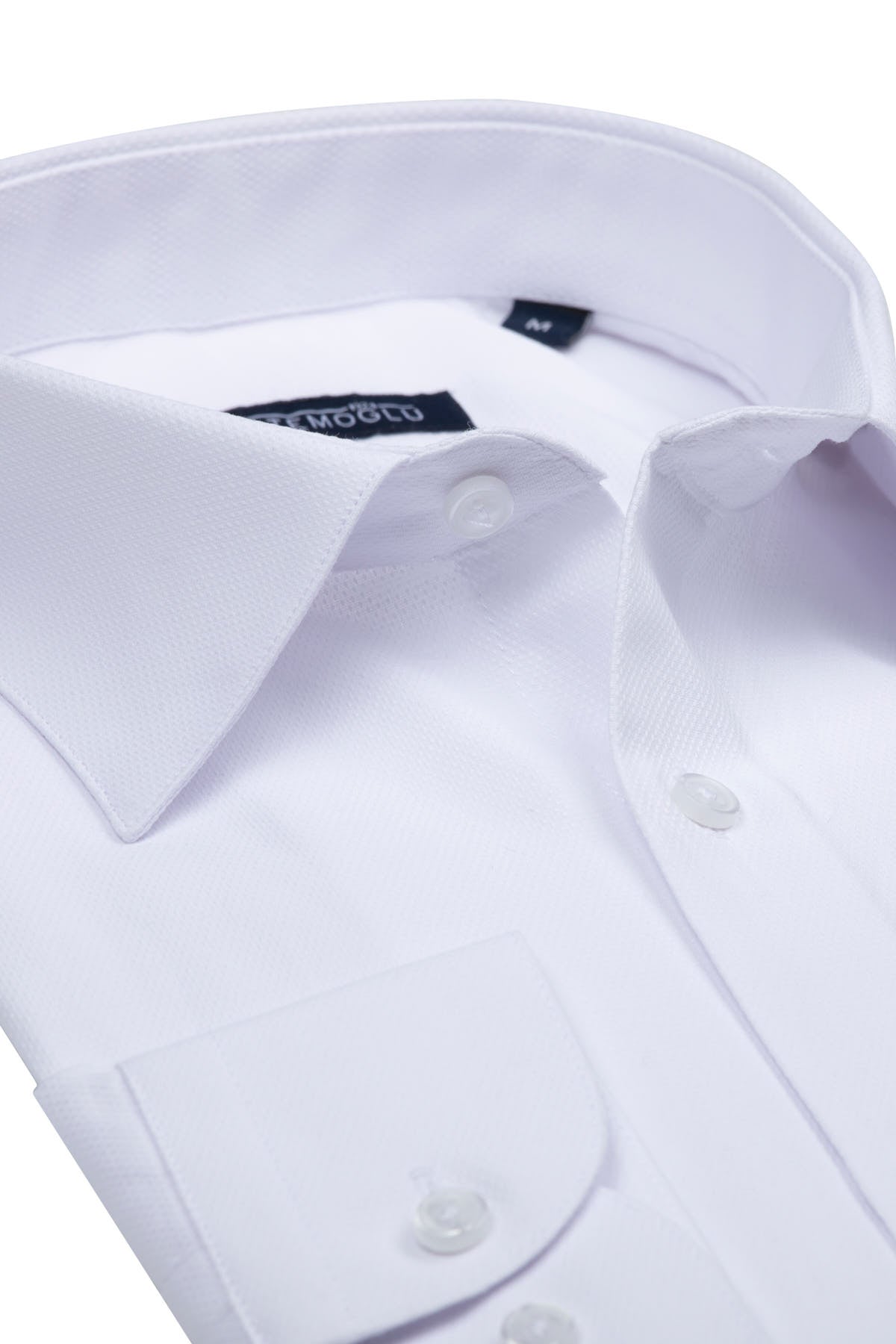 Classic Fit Pin Check Cotton Blend White Dress Shirt - SAYKI