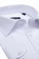 Classic Fit Pin Check Cotton Blend White Dress Shirt - SAYKI