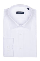 Classic Fit Pin Check Cotton Blend White Dress Shirt - SAYKI