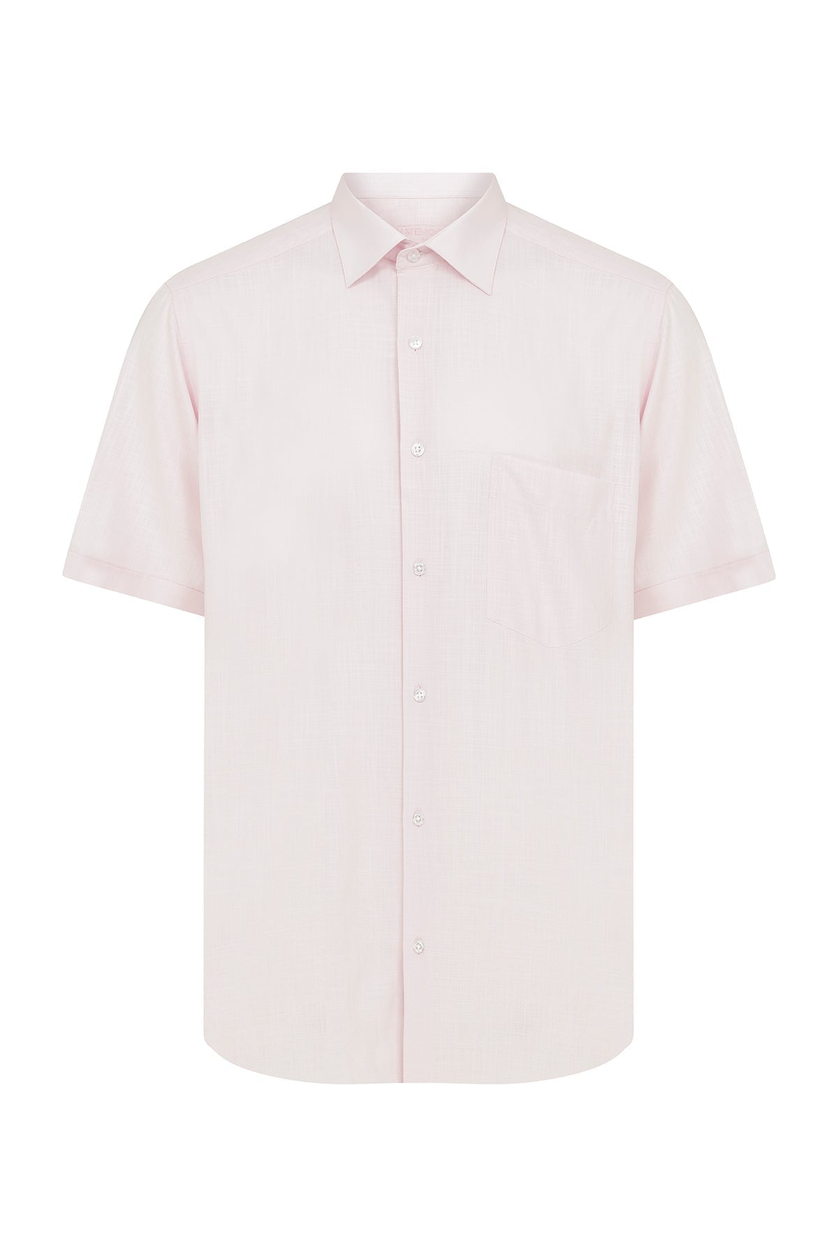 Classic Fit Short Sleeve Cotton Pink Dress Shirt - SAYKI
