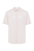 Classic Fit Short Sleeve Cotton Pink Dress Shirt - SAYKI