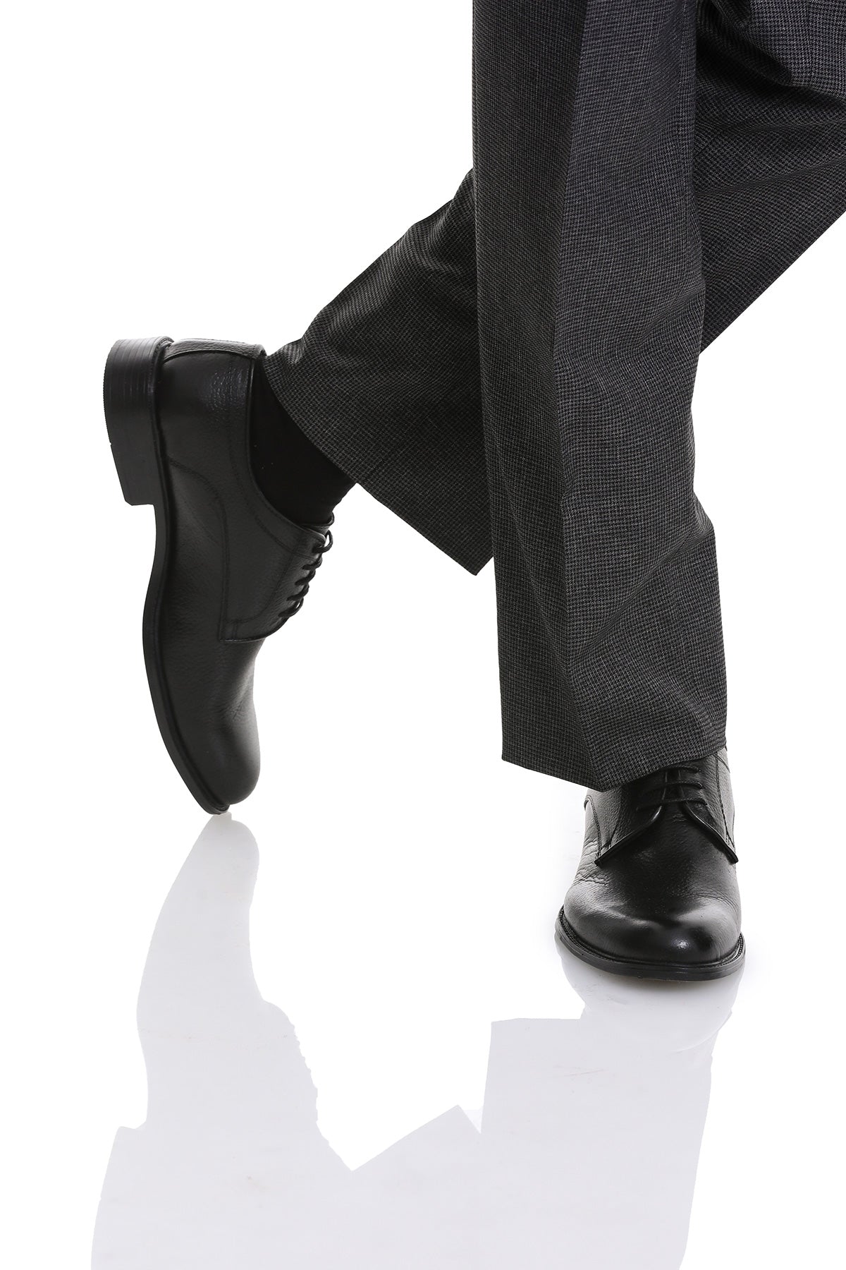 Classic Genuine Leather Black Aniline Lace-Up Shoes - SAYKI