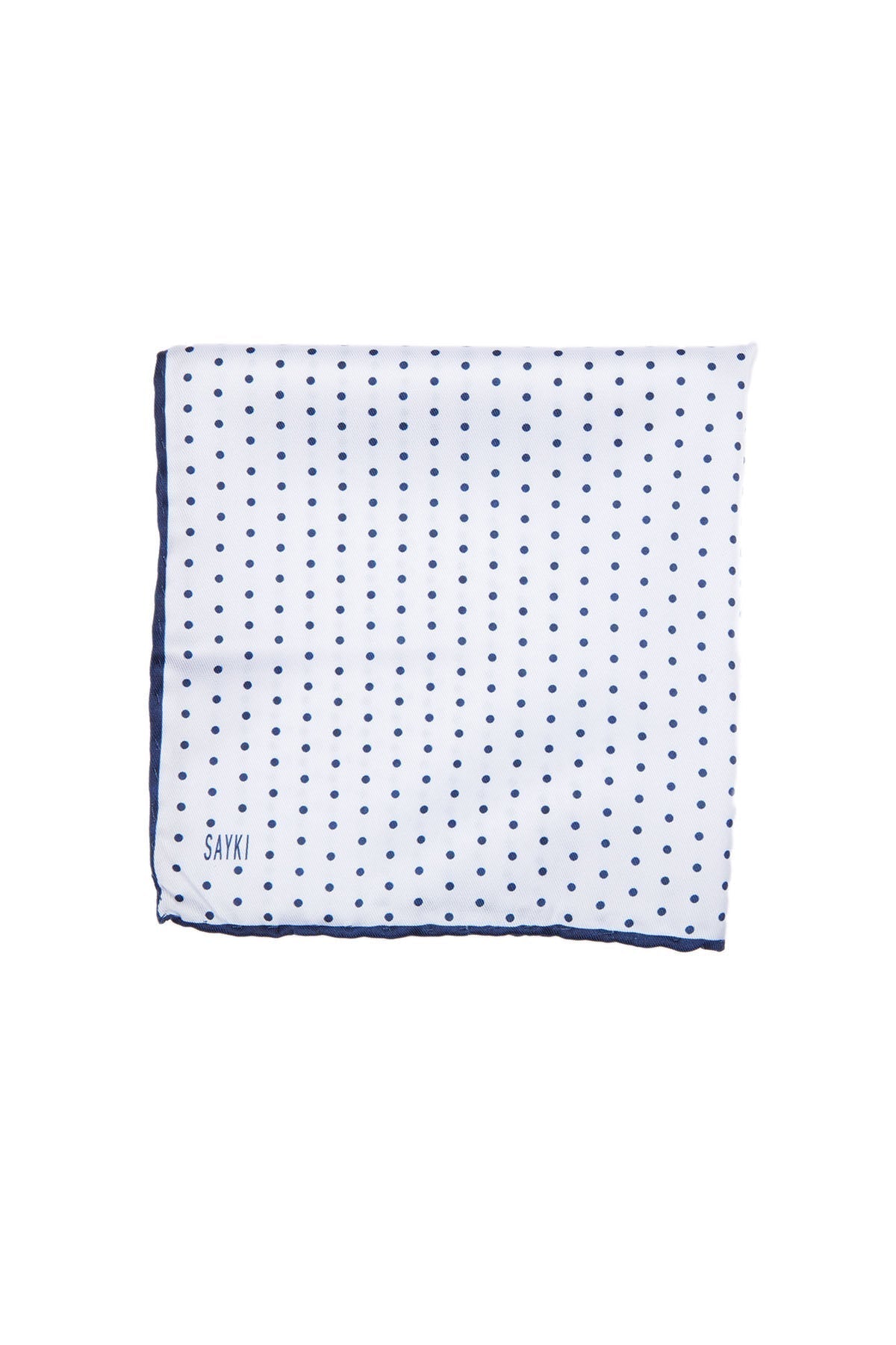 Classic Navy Diagonal Dot Pocket Square - SAYKI