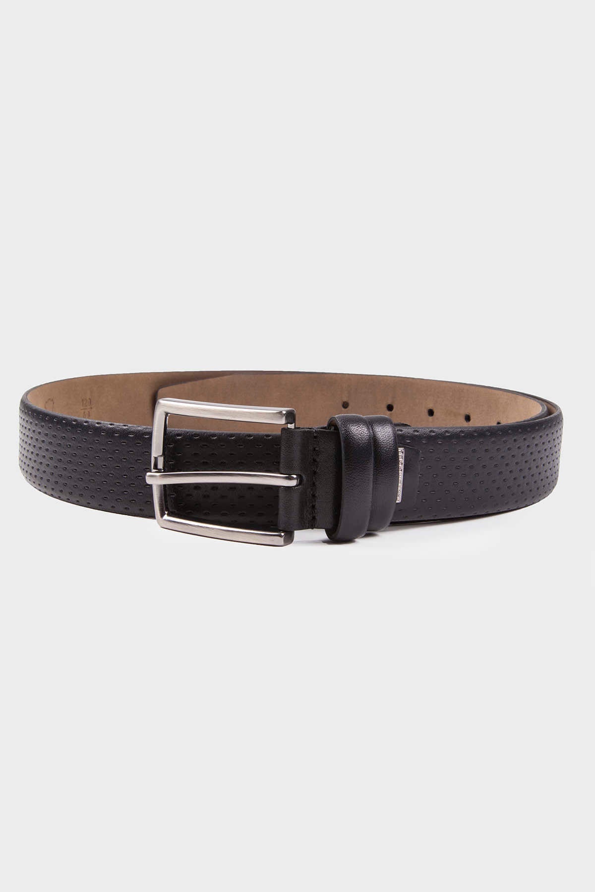Classic Perforated Leather Black Belt - SAYKI