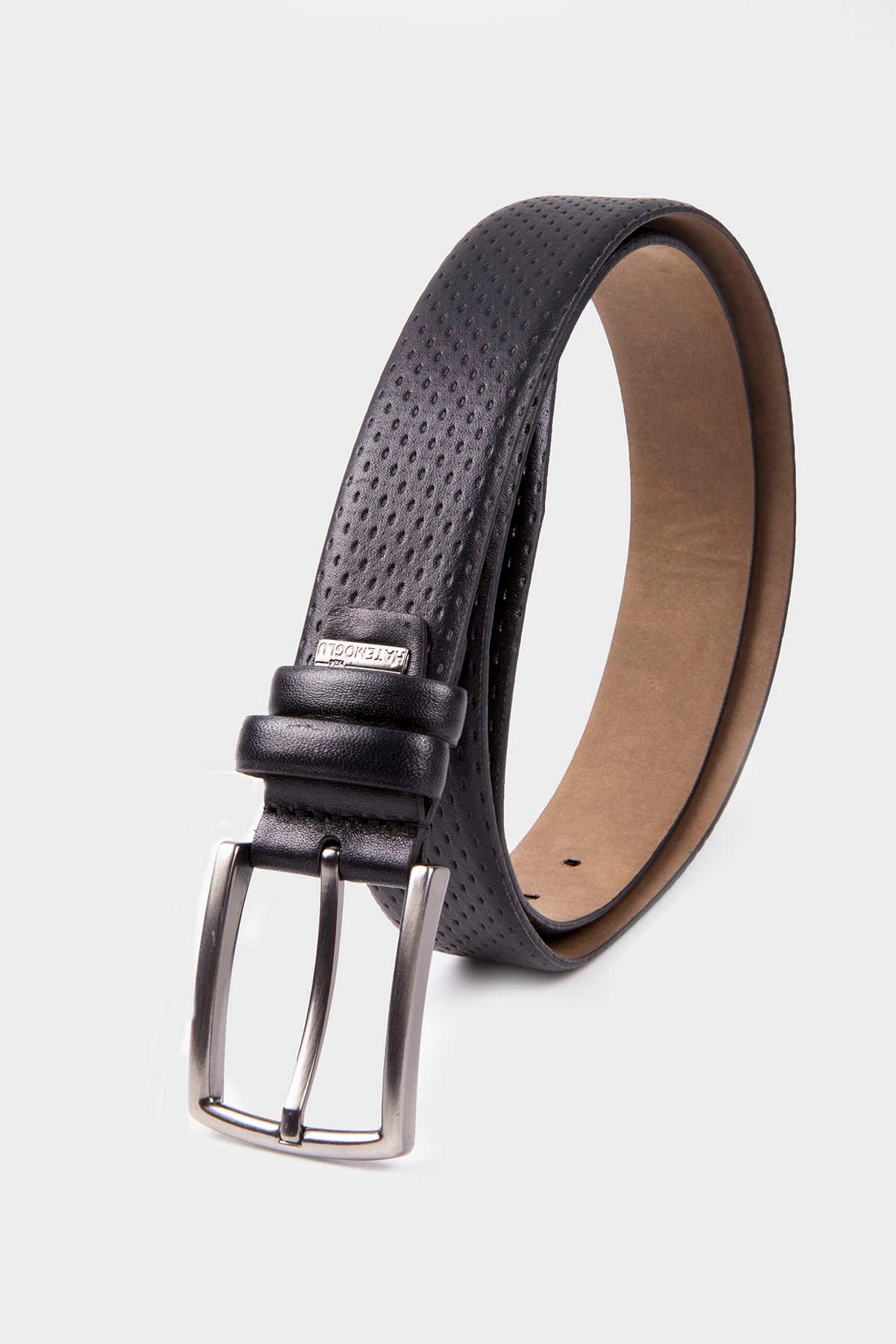 Classic Perforated Leather Black Belt - SAYKI