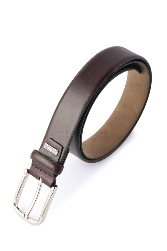 Classic Plain Brown Leather Belt - SAYKI - 8682819038027
