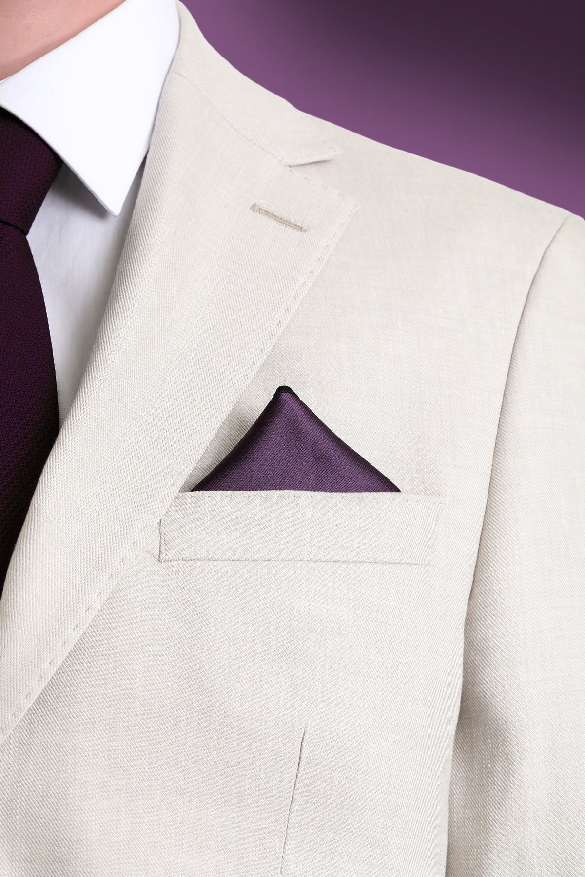 Classic Plum Satin Pocket Square - SAYKI - 8682819637886