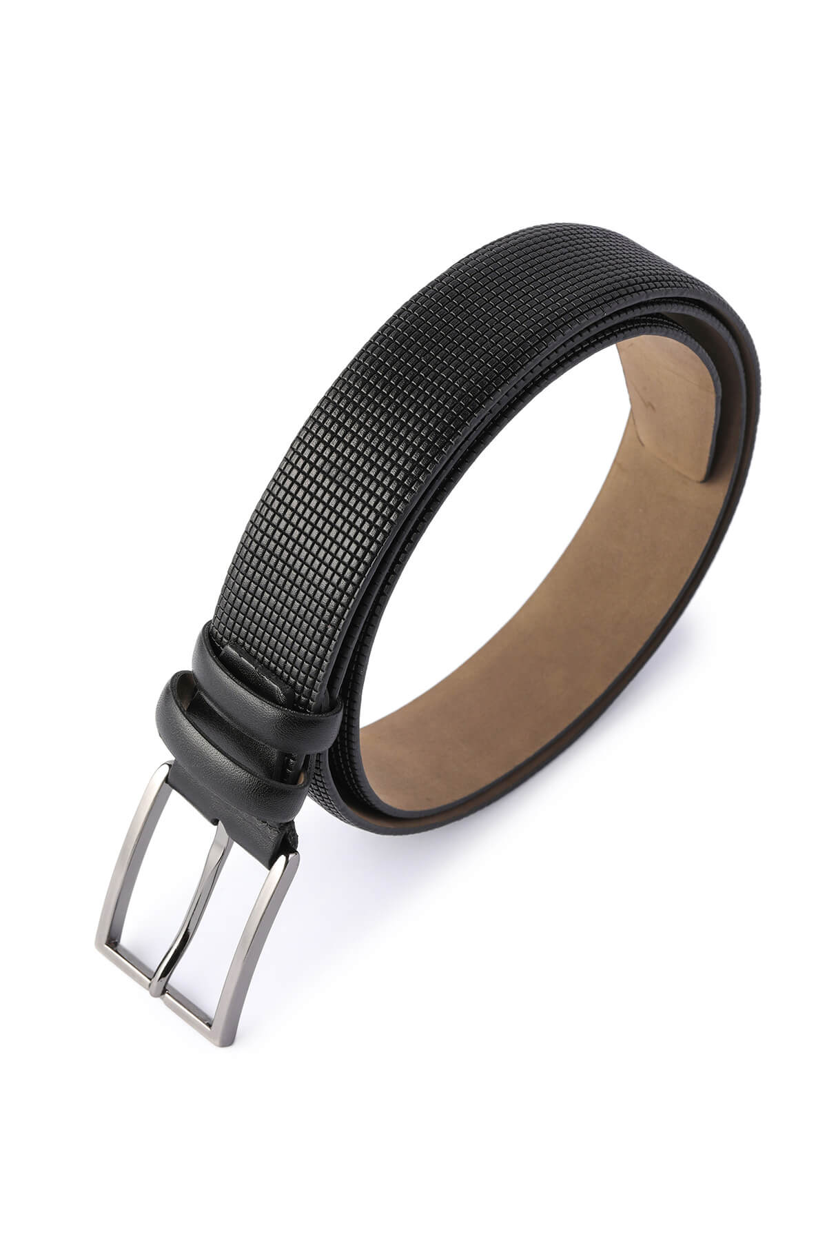 Classic Textured Leather Black Belt - SAYKI