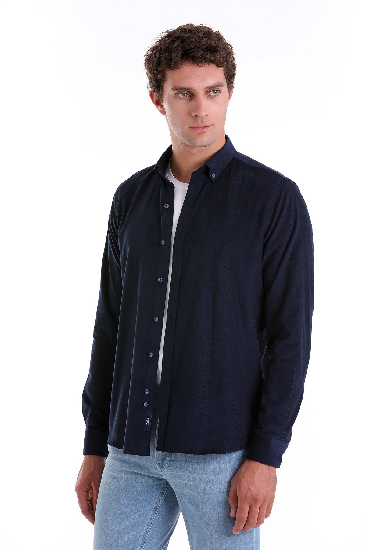 Comfort Fit 100% Cotton Navy Casual Shirt - SAYKI