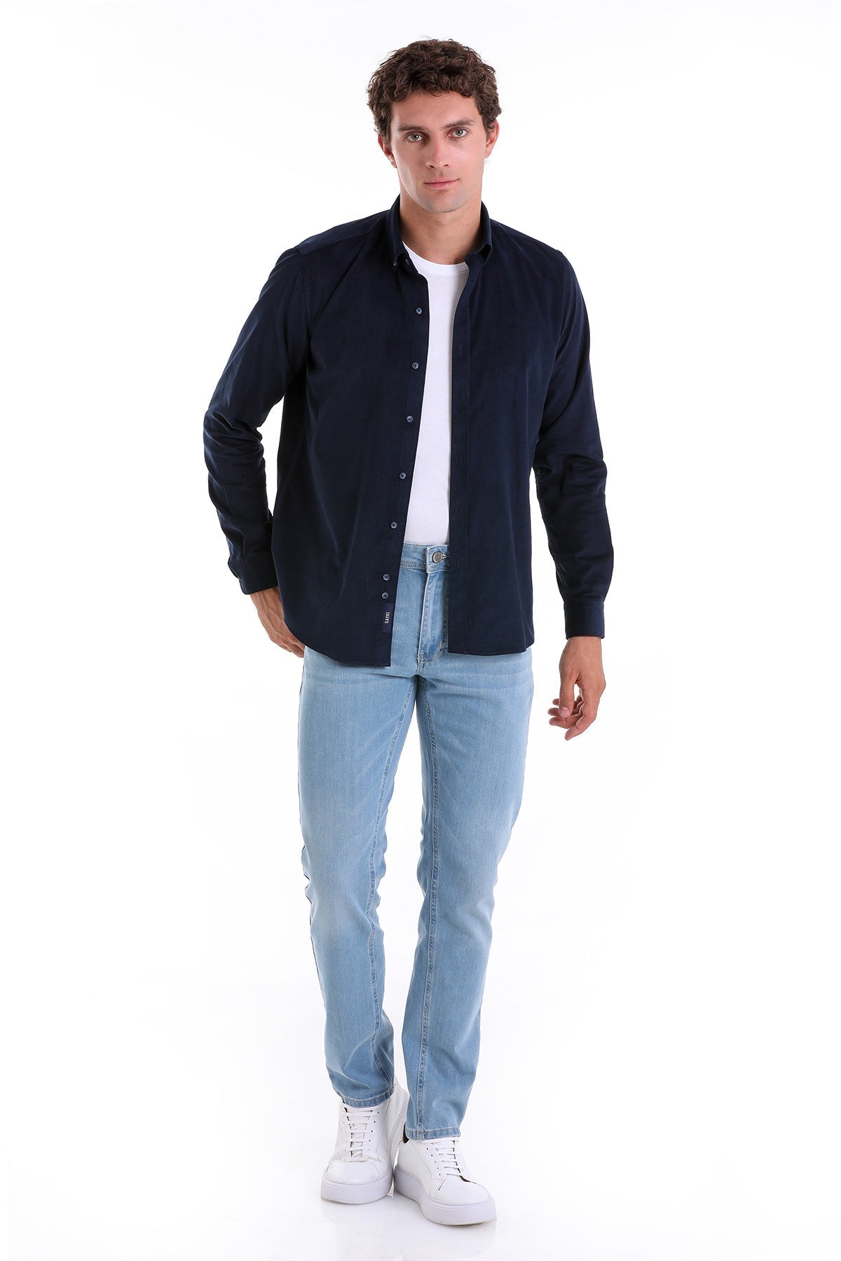 Comfort Fit 100% Cotton Navy Casual Shirt - SAYKI